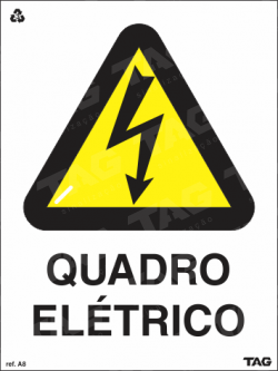 Placa / Sinalização - Referência A8-FL - Proibição e Alerta - Quadro Elétrico