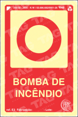 Placa / Sinalização - Referência E3 - Bomba de Incêndio