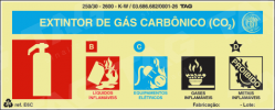 Placa / Sinalização - Referência E6-C - Extintor de Gás Carbônico CO²