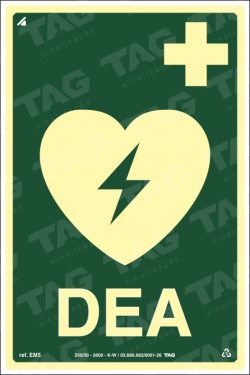 Placa / Sinalização - Referência EM5 - Equipamentos de Emergência - DEA
