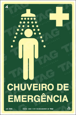 Placa / Sinalização - Referência EM8 - Equipamentos de Emergência - Chuveiro de Emergência
