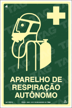 Placa / Sinalização - Referência EM10 - Equipamentos de Emergência - Aparelho de Respiração Autonomo