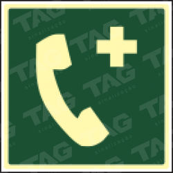 Placa / Sinalização - Referência I-EM3 - Nível Inferior - Telefone de Emergência