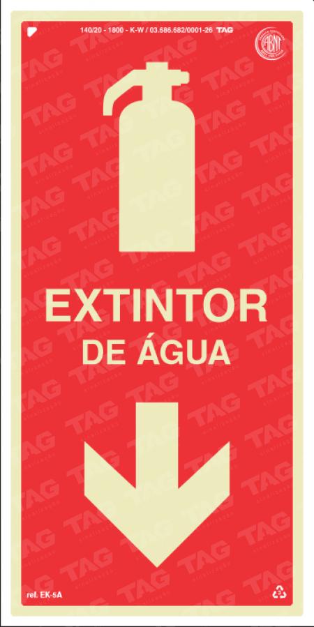 Placa / Sinalização - Referência EK-5A - Extintor