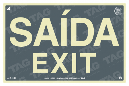 Placa / Sinalização - Referência S12-PI - Saída