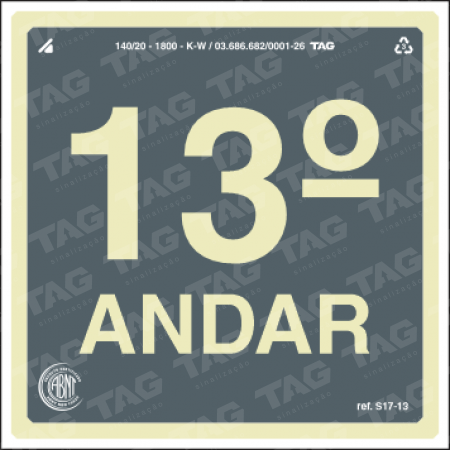 Placa / Sinalização - Referência S17-13 - 13º andar