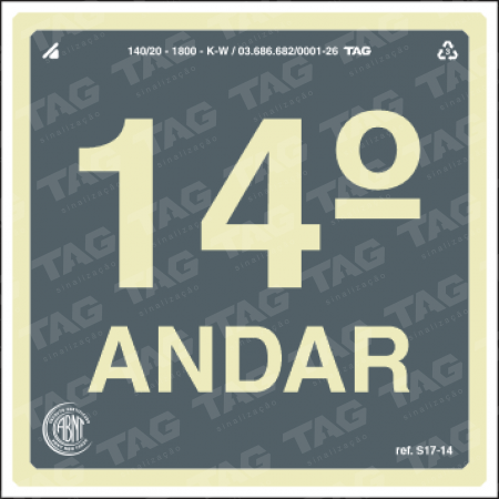Placa / Sinalização - Referência S17-14 - 14º andar