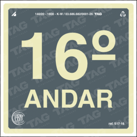 Placa / Sinalização - Referência S17-16 - 16º andar