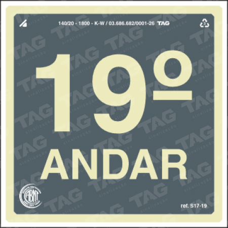 Placa / Sinalização - Referência S17-19 - 19º andar