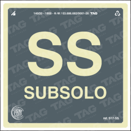 Placa / Sinalização - Referência S17-SS - subsolo
