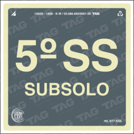 Placa / Sinalização - Referência S17-SS5 - 5º subsolo