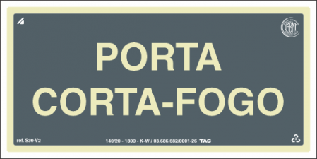 Placa / Sinalização - Referência S30-V2 - Orientação e Salvamento - Porta corta-fogo