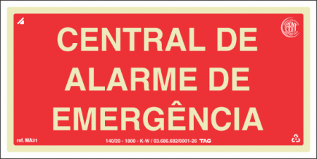 Placa / Sinalização - Referência MA31 - Mensagens Adicionais - central de alarme de emergência