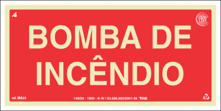 Placa / Sinalização - Referência MA32 - Mensagens Adicionais - bomba de incêndio