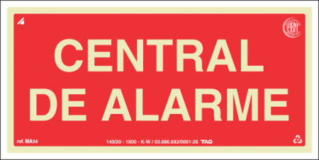 Placa / Sinalização - Referência MA34 - Mensagens Adicionais - central de alarme