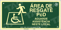 Placa / Sinalização - Referência S50 - Orientação e Salvamento - Área de Resgate PcD