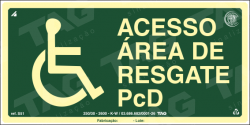 Placa / Sinalização - Referência S51 - Orientação e Salvamento - Área de Resgate PcD