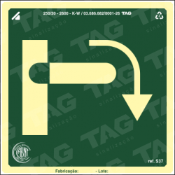 Placa / Sinalização - Referência S37 - Orientação e Salvamento - Gire a Maçaneta